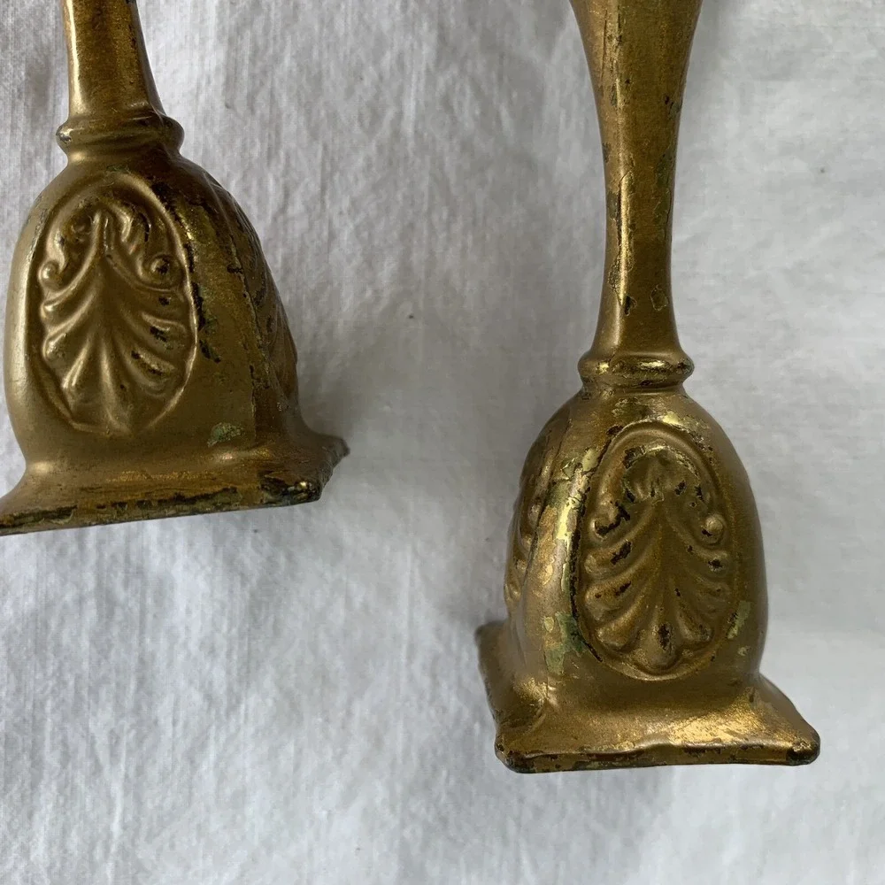 Brass candleholders ornate LOT OF 2 small  4